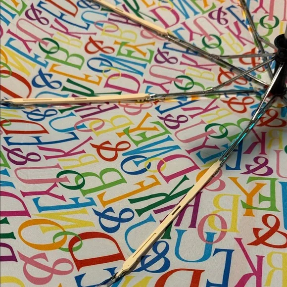 Dooney & Bourke Multi Colored Vintage Umbrella with Leather Handle - Picture 4 of 9